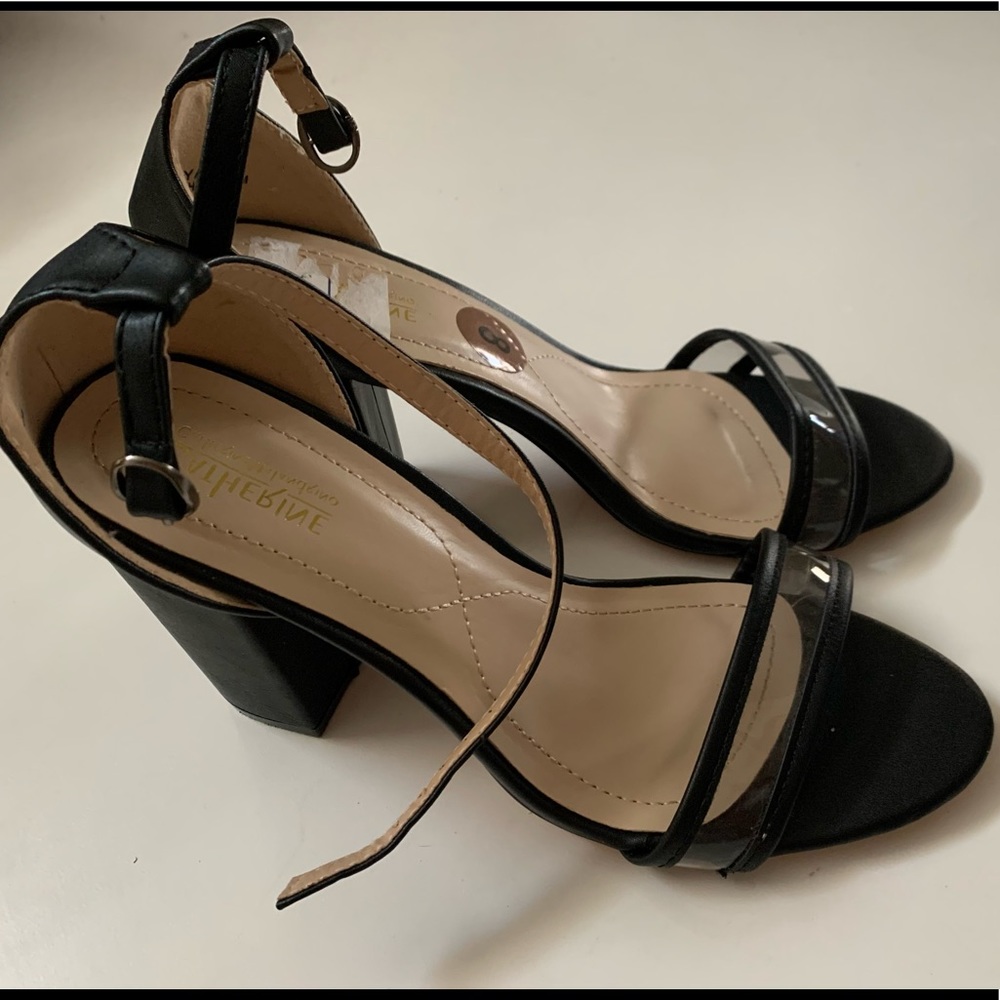 Black Chunk Block Heel Shoes Size 8